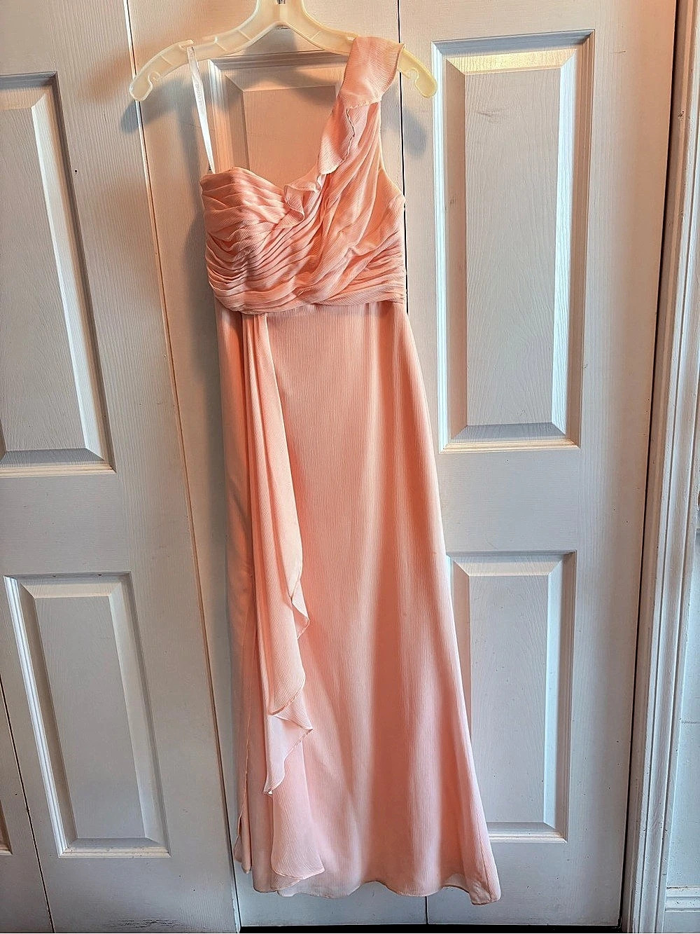 David's Bridal Pleated Bridesmaid Dress in Petal Pink Like New
